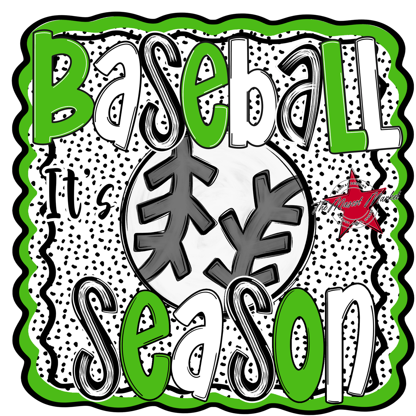 It's Baseball Season Dot Design-Bright Green