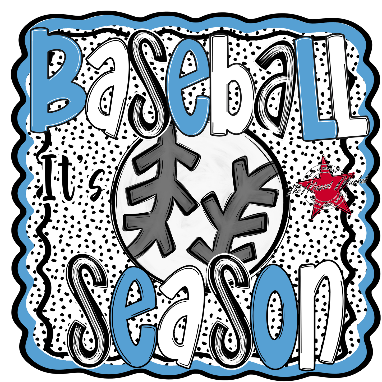 It's Baseball Season Dot Design-Carolina Blue