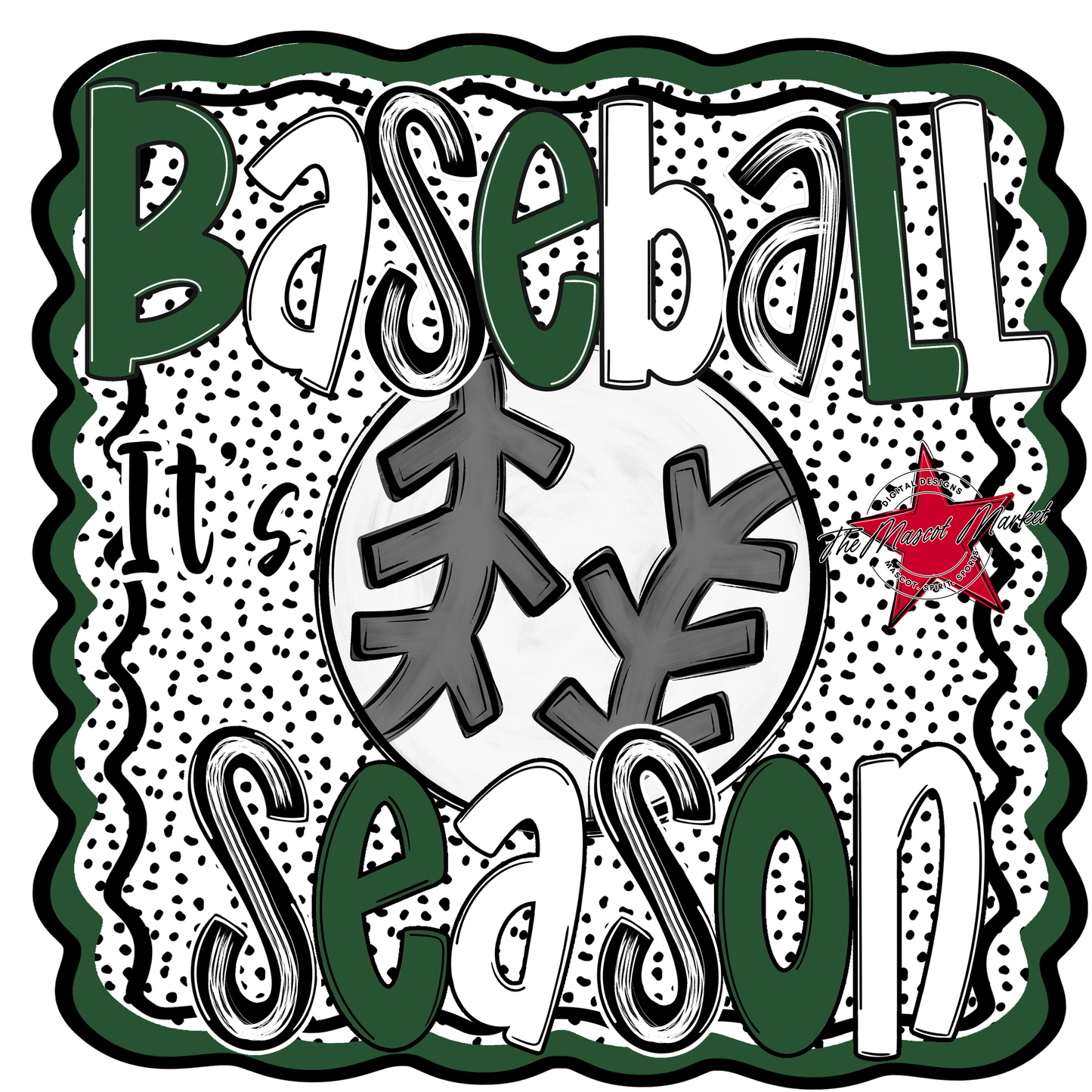 It's Baseball Season Dot Design-Green