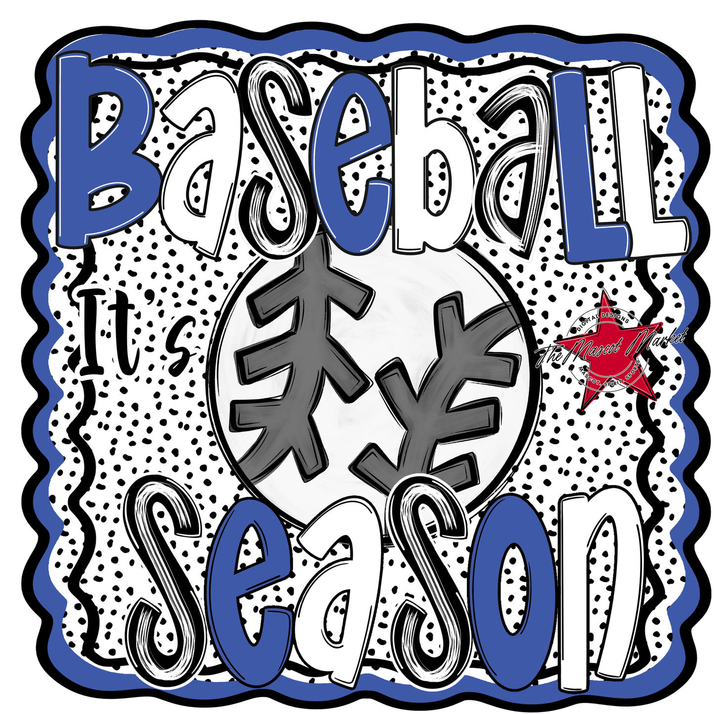 It's Baseball Season Dot Design-Off Blue