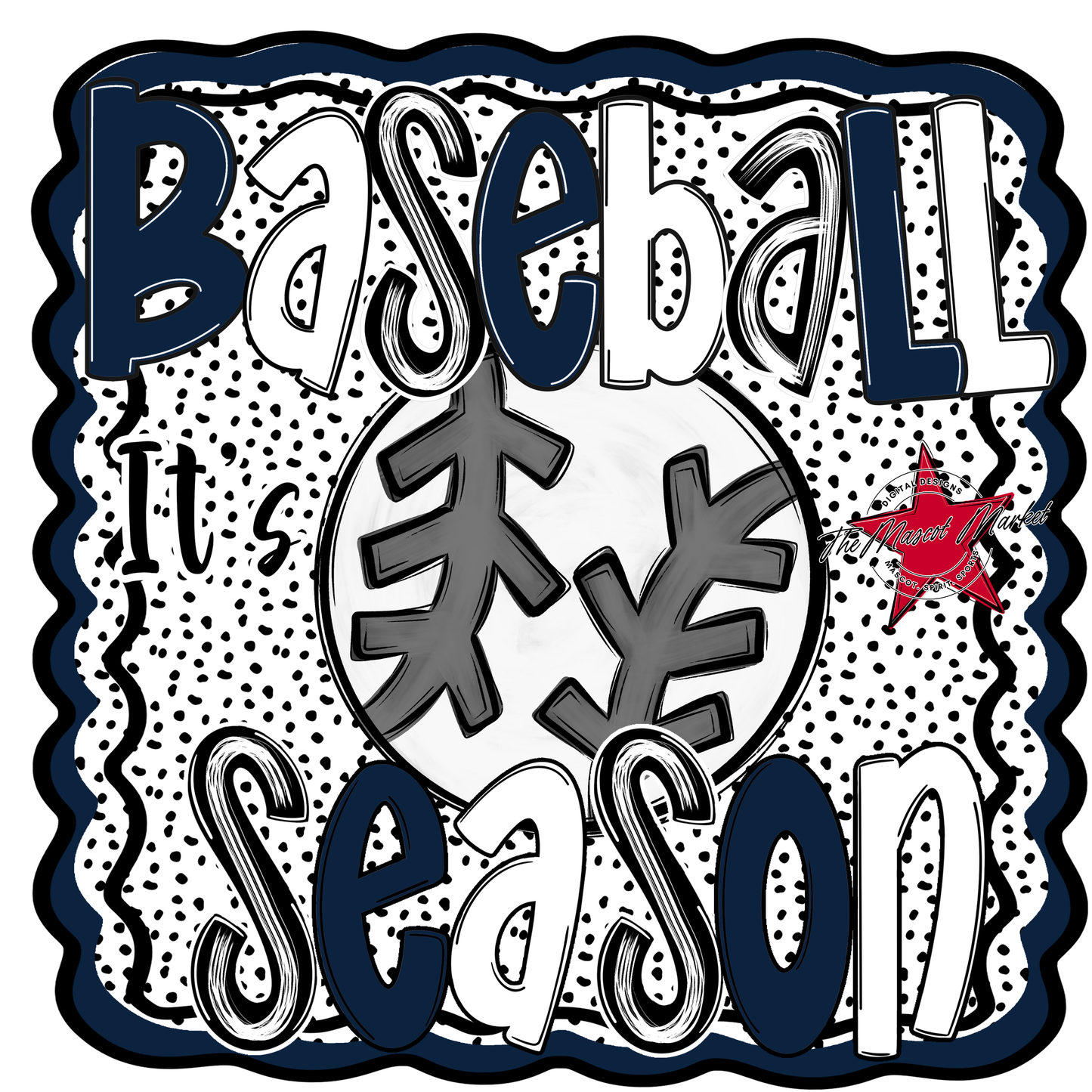 It's Baseball Season Dot Design-Navy