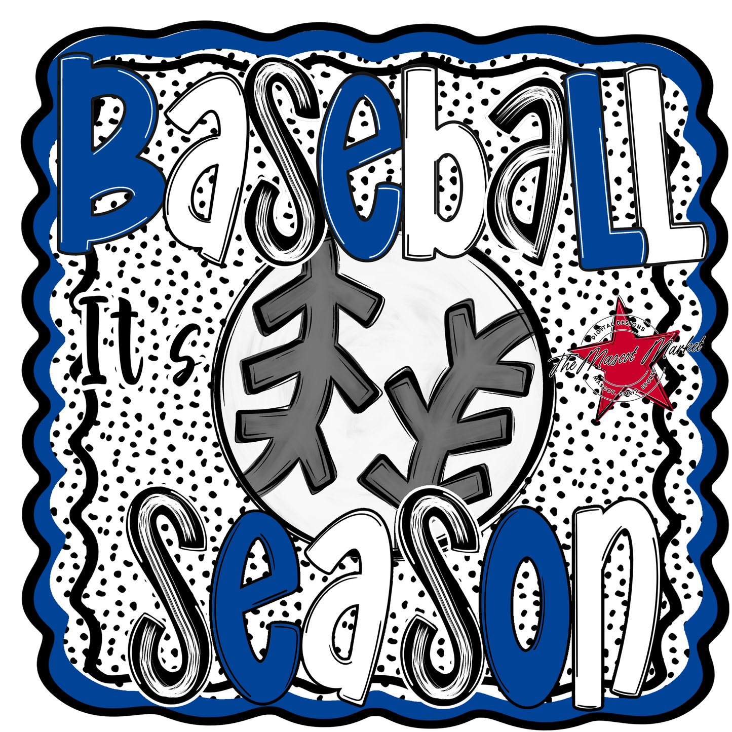 It's Baseball Season Dot Design-Off Blue 2
