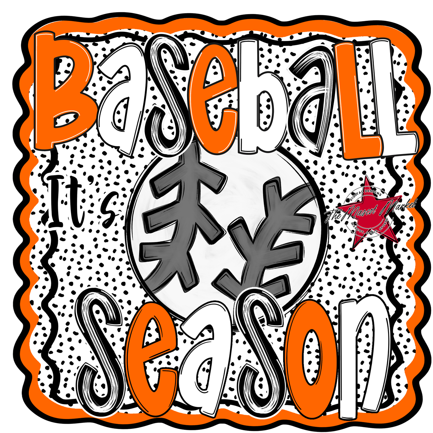 It's Baseball Season Dot Design-Orange