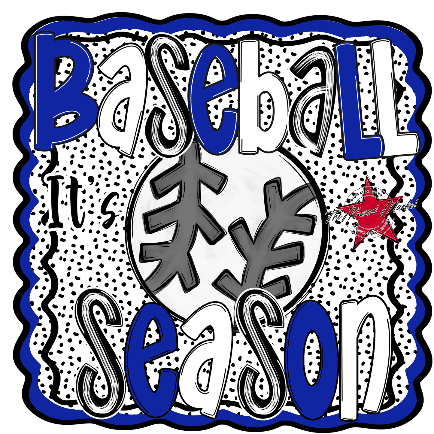 It's Baseball Season Dot Design-Royal Blue