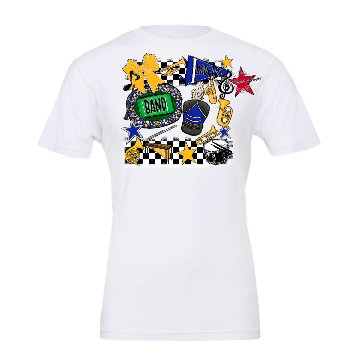 Badgers Band Checkers Design-Blue-Yellow