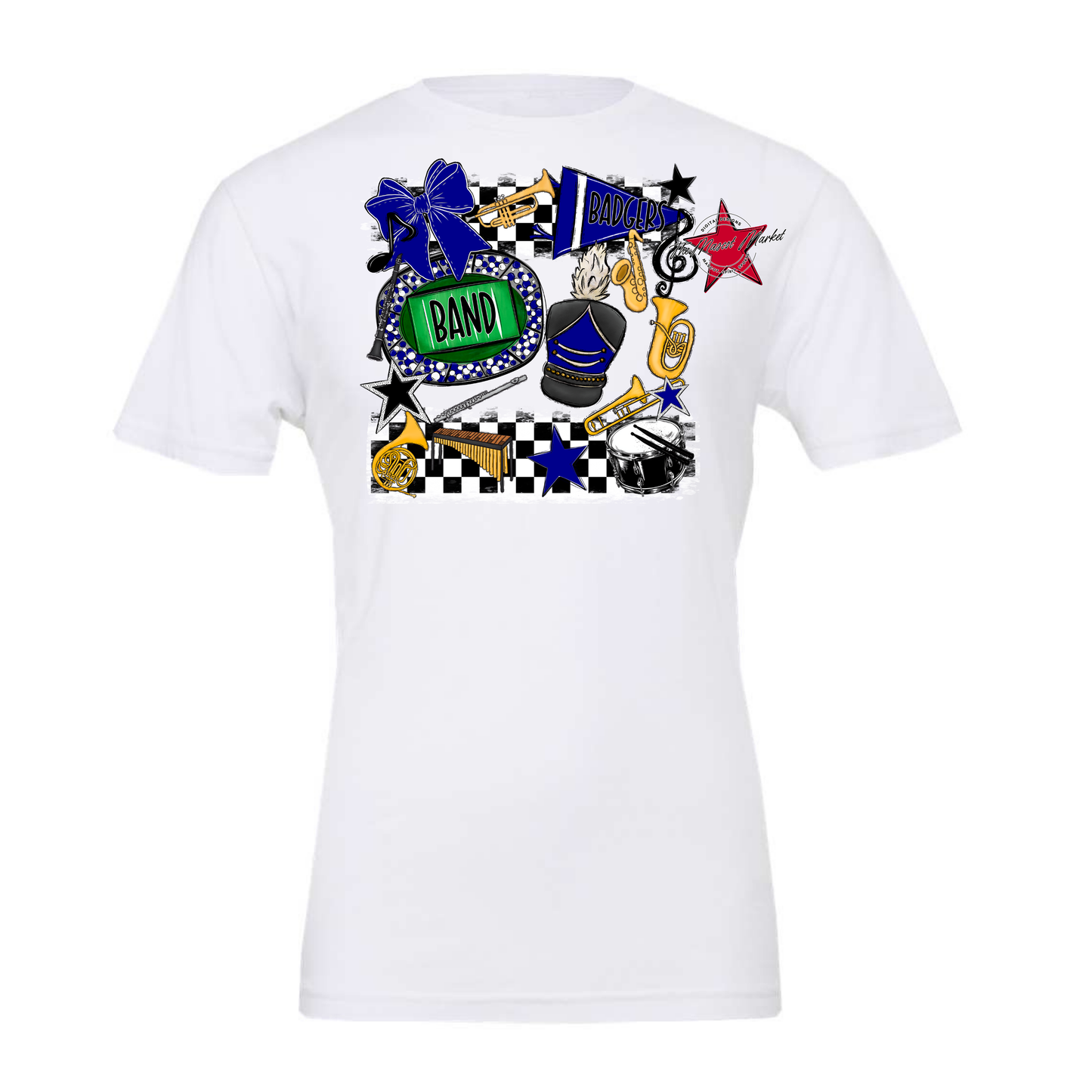 Badgers Band Checkers Design-Blue