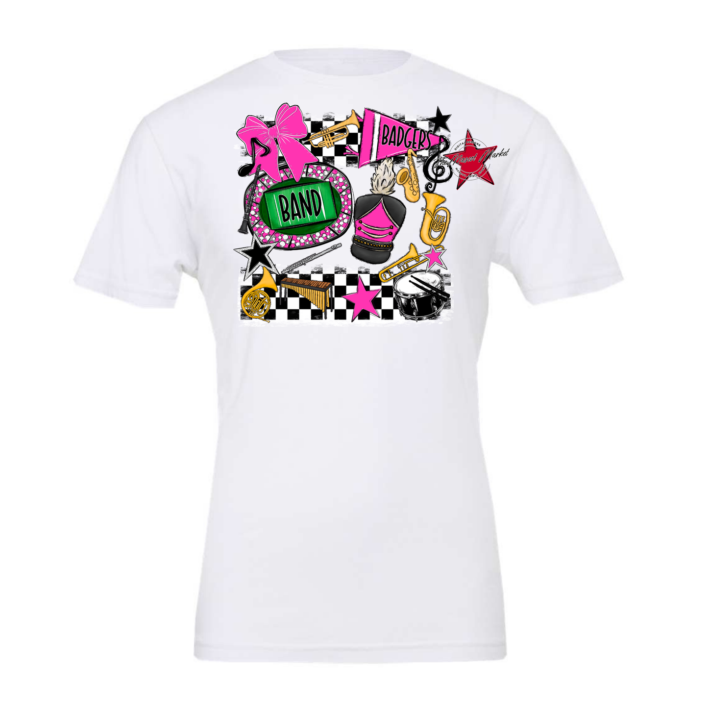 Badgers Band Checkers Design-Pink