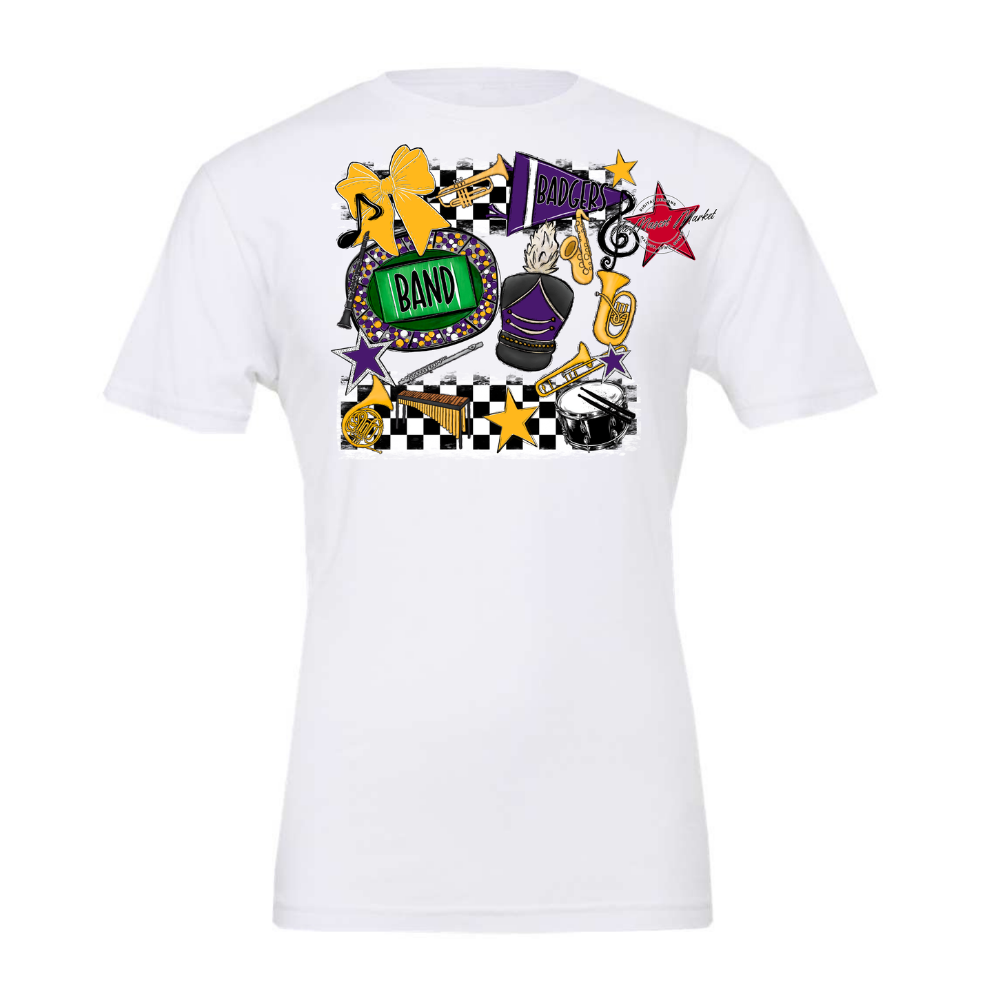Badgers Band Checkers Design-Purple-Yellow