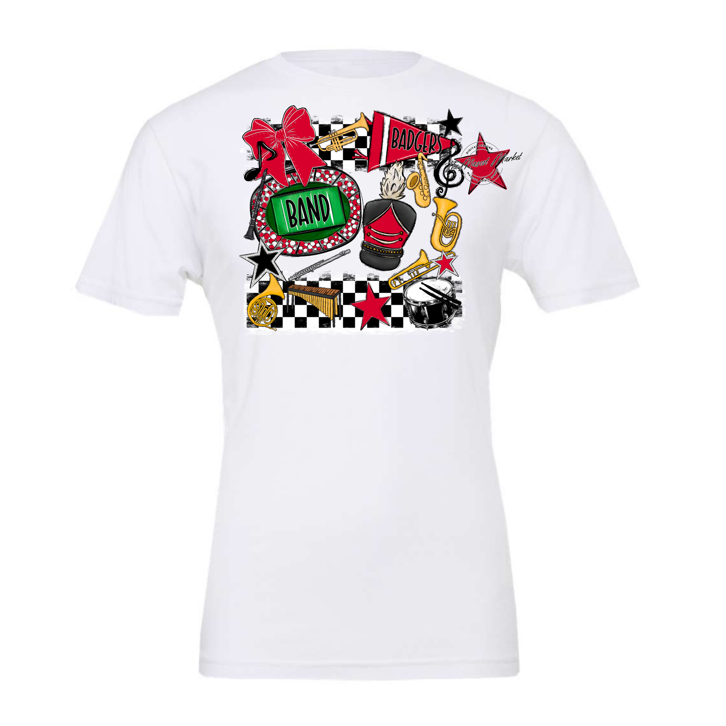 Badgers Band Checkers Design-Red