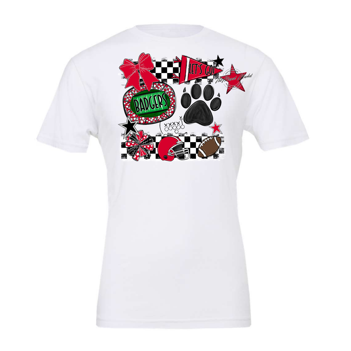 BadgersCheckers Mascot Spirit Design w Paw-Red