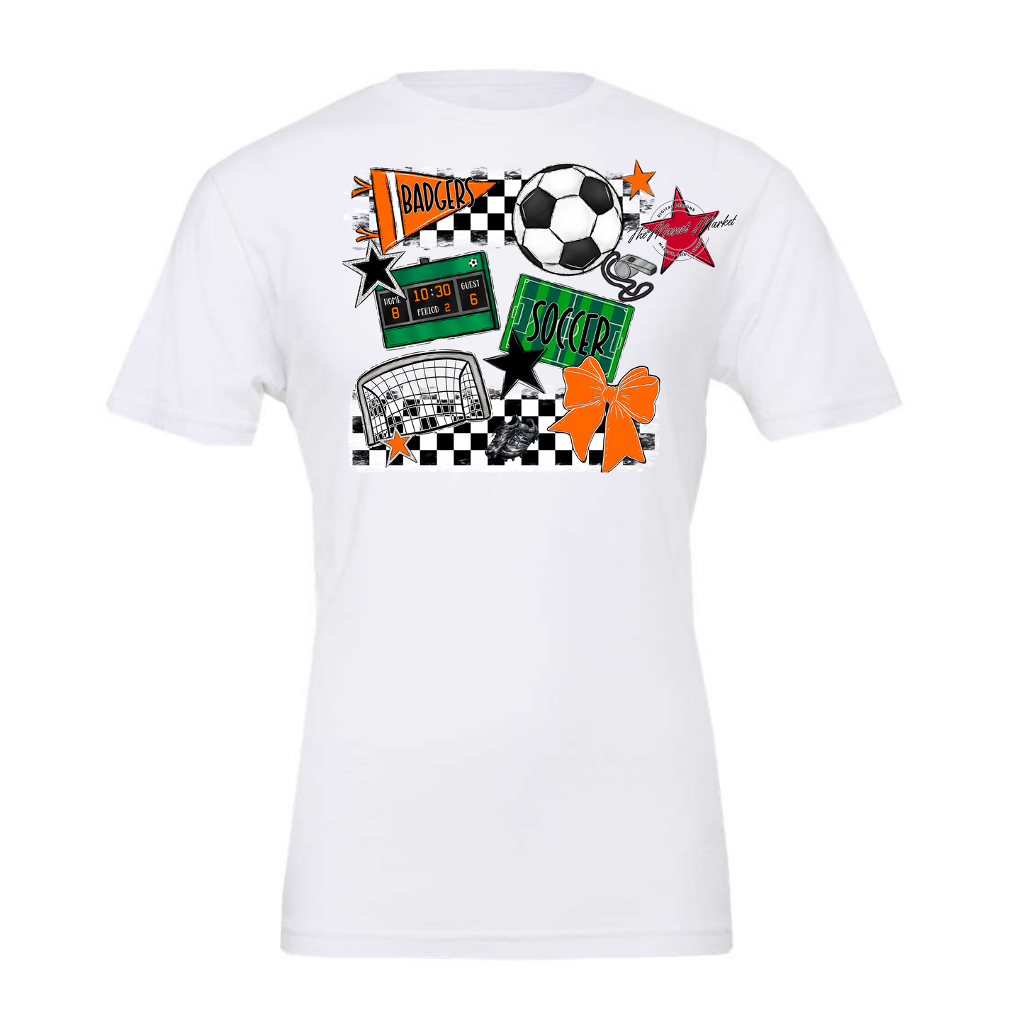 Badgers Soccer  Checkers Design-Orange