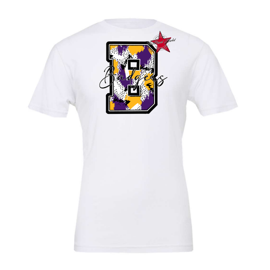 Badgers Alpha Paint Splat Design-Purple-Yellow