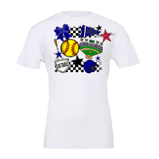 Badgers Softball Checkers Design-Blue