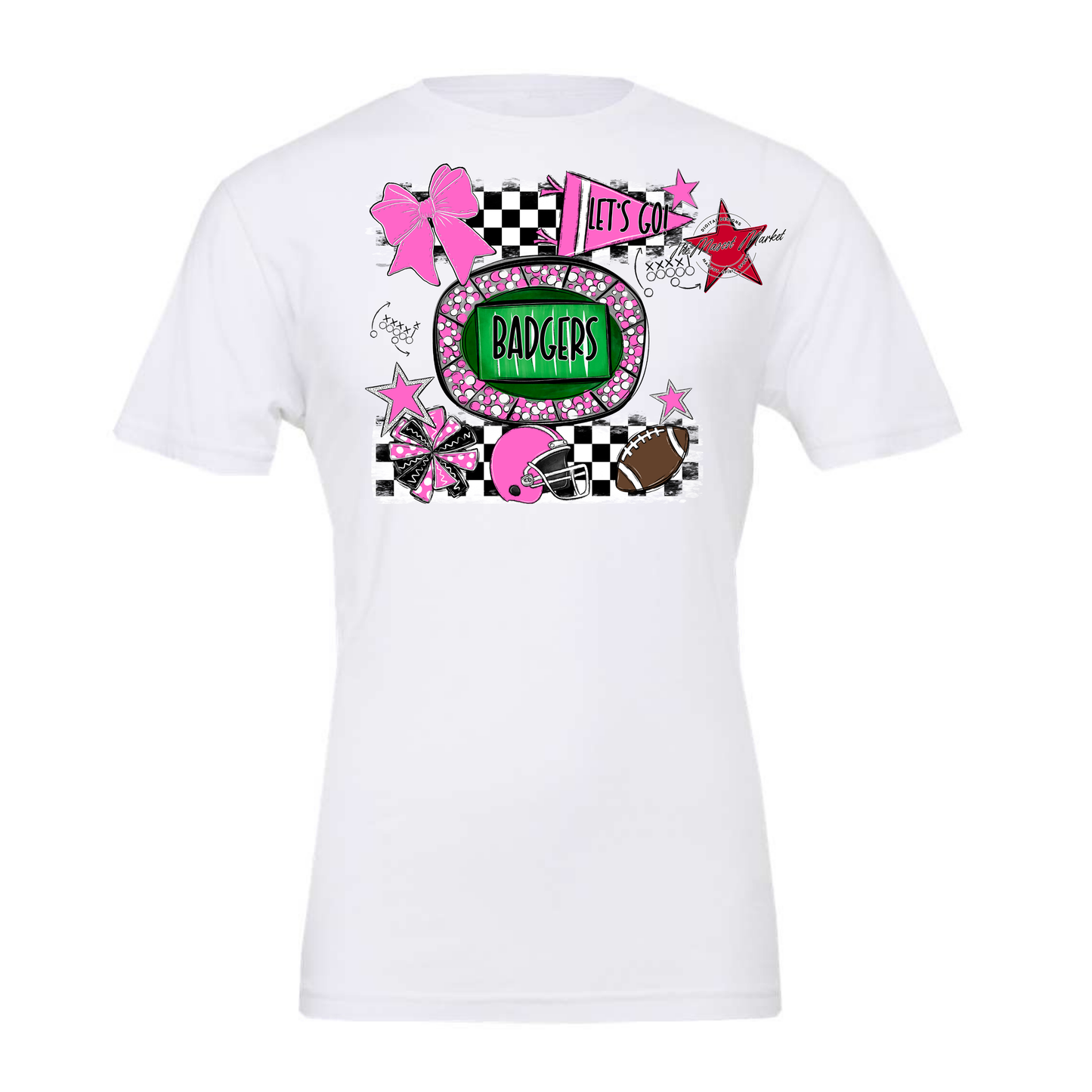 Badgers Checkers Spirit Design-Baby Pink