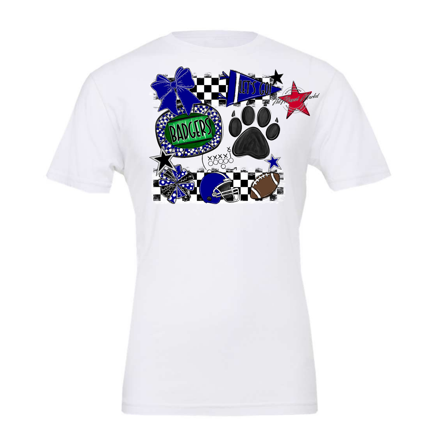 Badgers Mascot Spirit Design w Paw-Blue