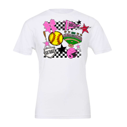Badgers Softball Checkers Design-Baby Pink
