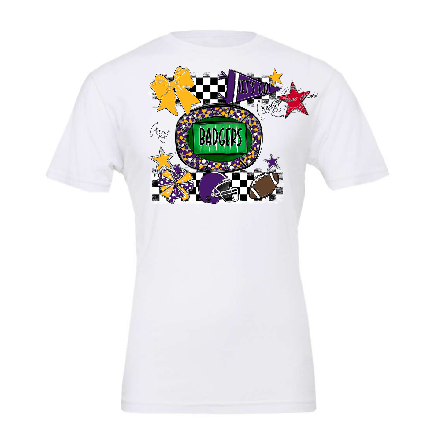 Badgers Checkers Spirit Design-Purple-Yellow