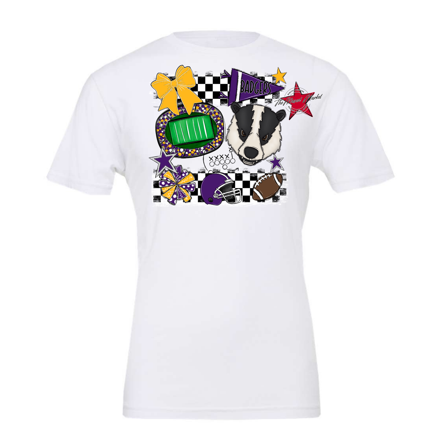 Badgers Mascot Spirit Design-Purple-Yellow