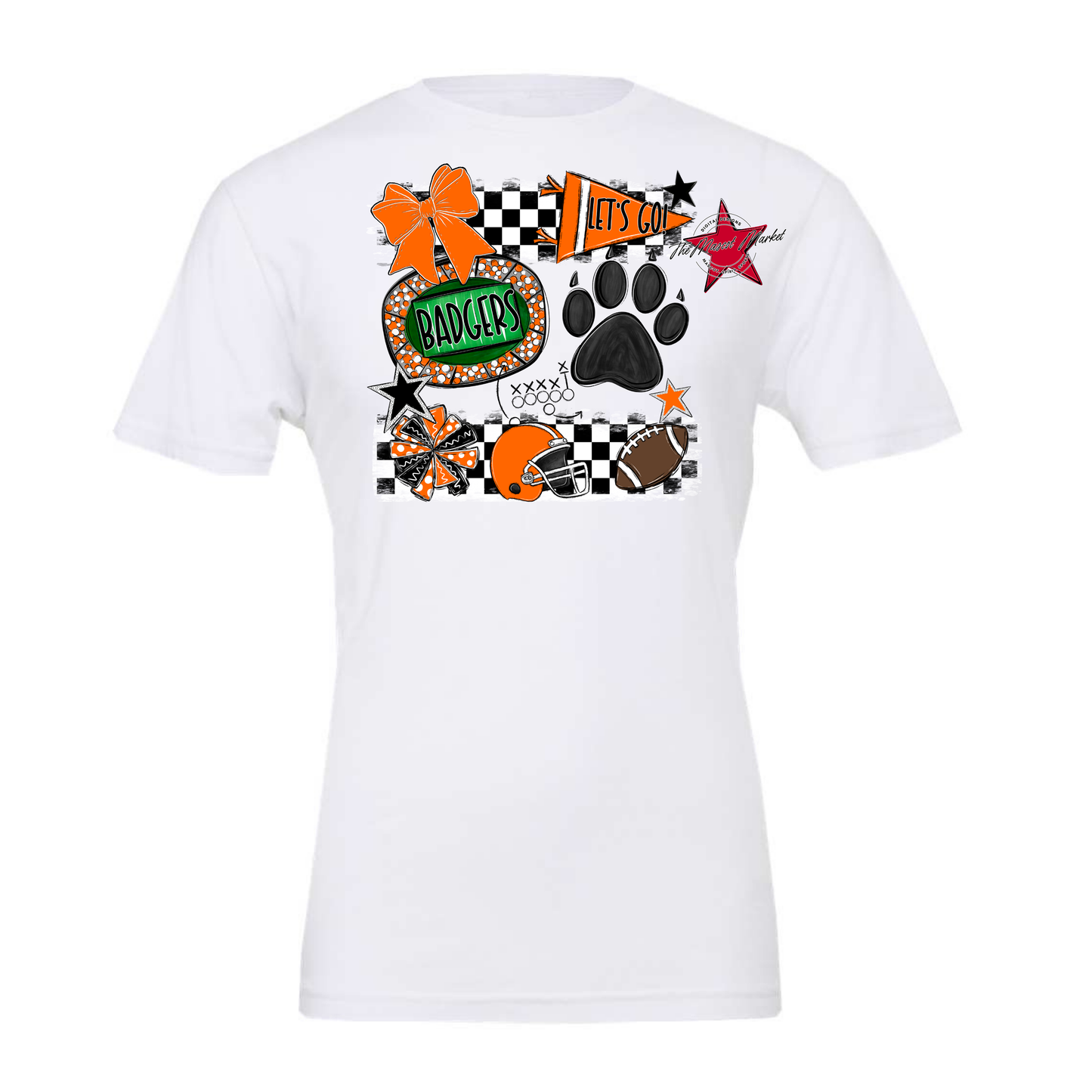 Badgers Mascot Spirit Design w Paw-Orange