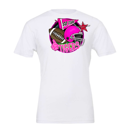 Tigers Circle Football Design-Pink