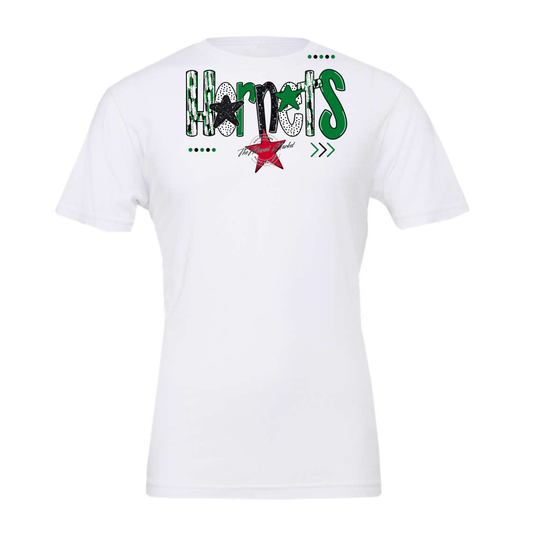 Hornets Brushstroke Alpha w Arrows-Kelly Green