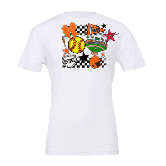 Tigers Checkers Softball Spirit Design-Orange