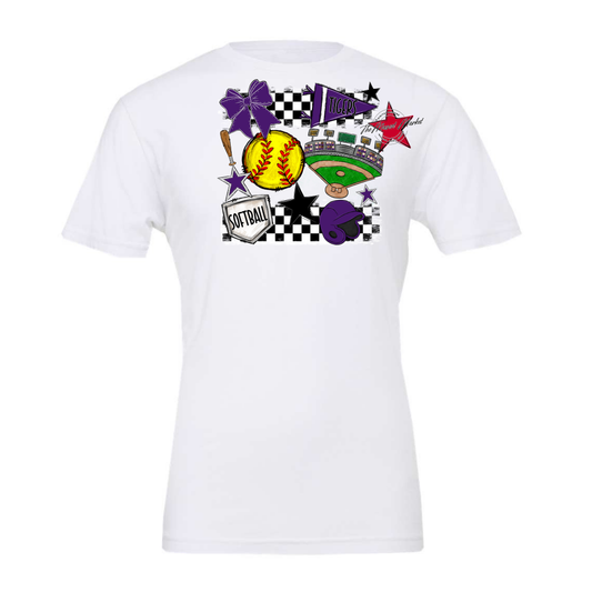 Tigers Checkers Softball Spirit Design-Purple