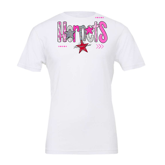 Hornets Brushstroke Alpha w Arrows-Pink