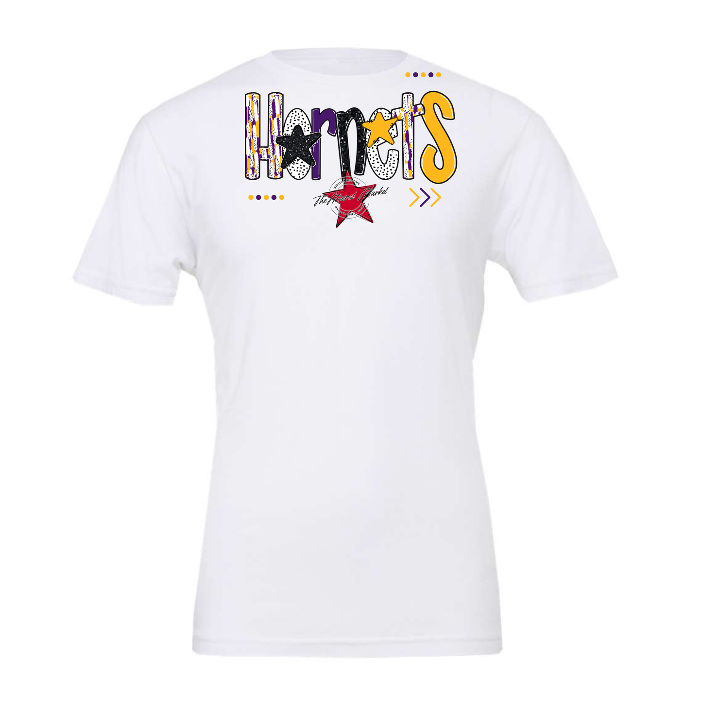 Hornets Brushstroke Alpha w Arrows-Purple-Yellow