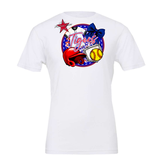 Tigers Circle Softball Design-Blue-Red