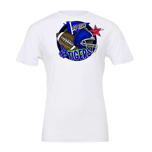 Tigers Circle Football Design-Blue
