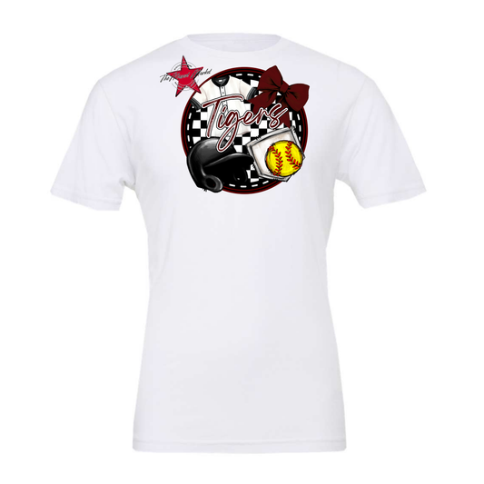 Tigers Circle Softball Design-Maroon