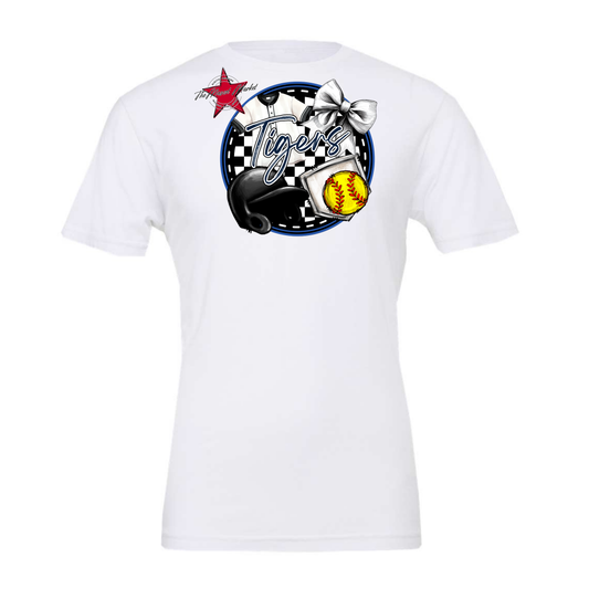 Tigers Circle Softball Design-Navy