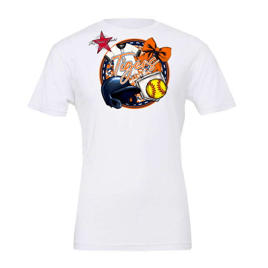 Tigers Circle Softball Design-Navy-Orange