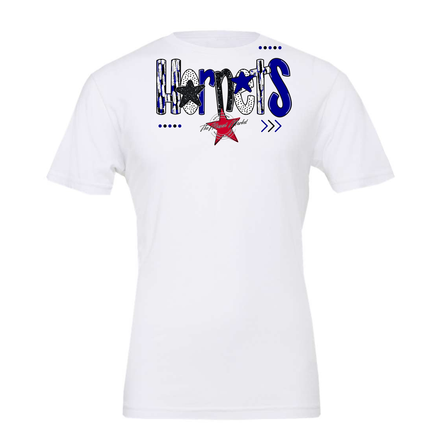 Hornets Brushstroke Alpha w Arrows-Blue