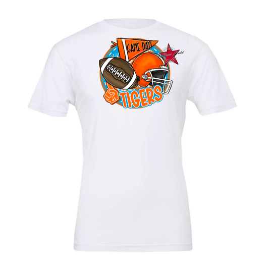 Tigers Circle Football Design-Carolina Blue-Orange