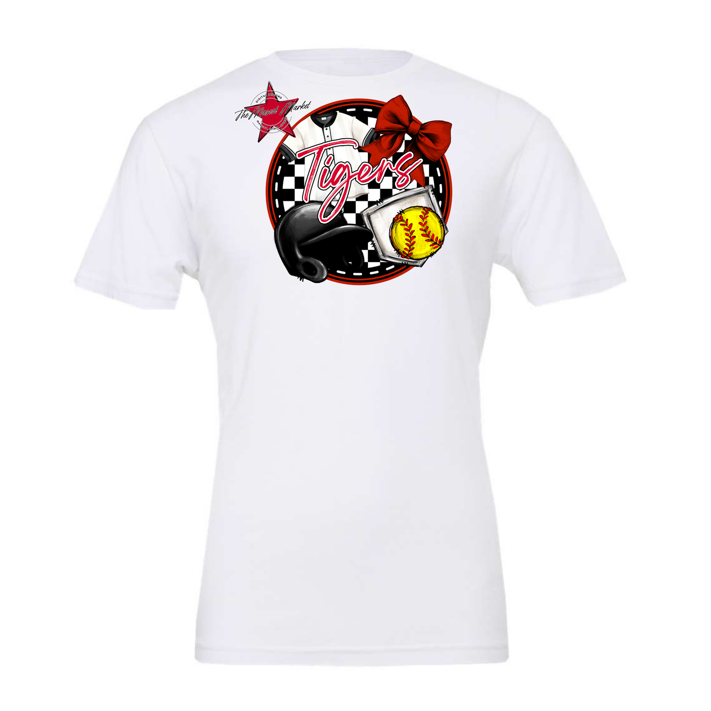 Tigers Circle Softball Design-Red