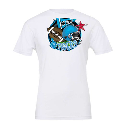 Tigers Circle Football Design-Carolina Blue