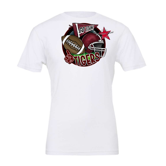 Tigers Circle Football Design-Maroon