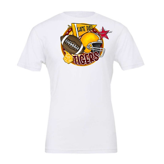 Tigers Circle Football Design-Maroon-Yellow