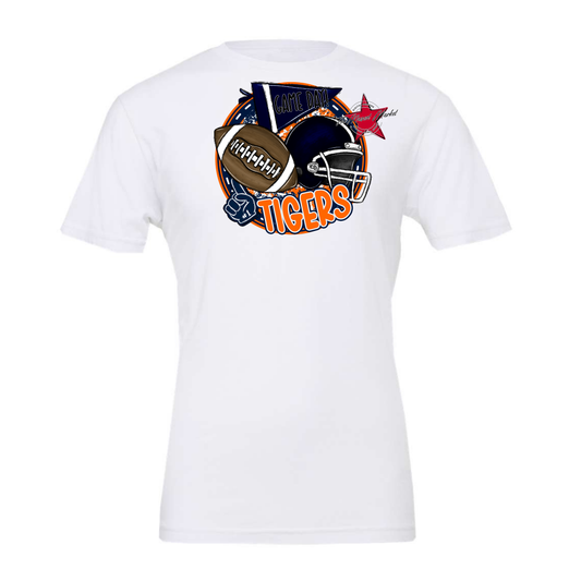 Tigers Circle Football Design-Navy-Orange