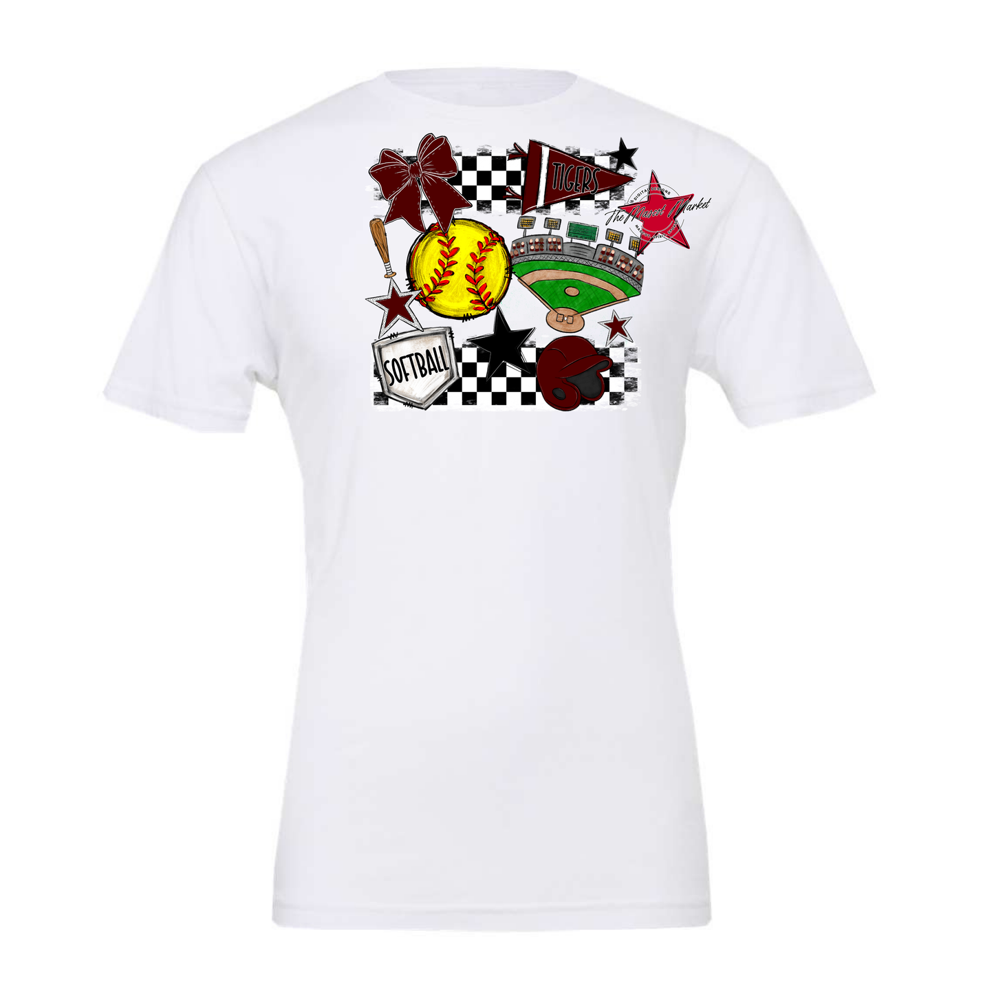 Tigers Checkers Softball Spirit Design-Maroon