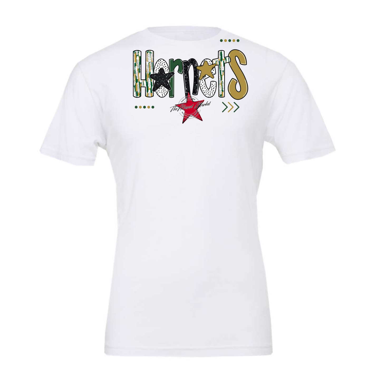 Hornets Brushstroke Alpha w Arrows-Green-Gold