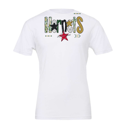 Hornets Brushstroke Alpha w Arrows-Green-Gold