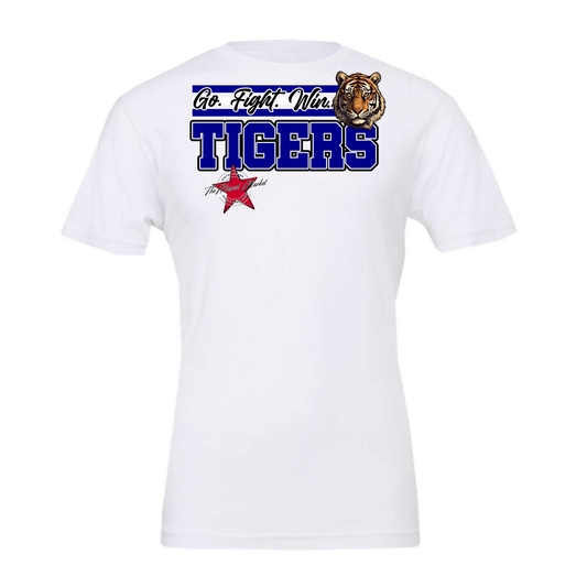 Tigers Go Fight Win Mascot Lines-Blue