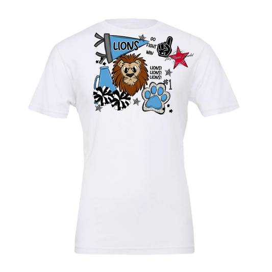 Lions Mixed Mascot Spirit Design-Carolina Blue