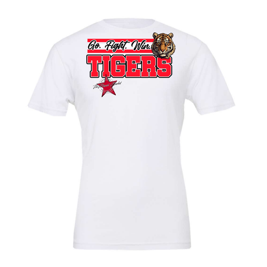 Tigers Go Fight Win Mascot Lines-Bright Red