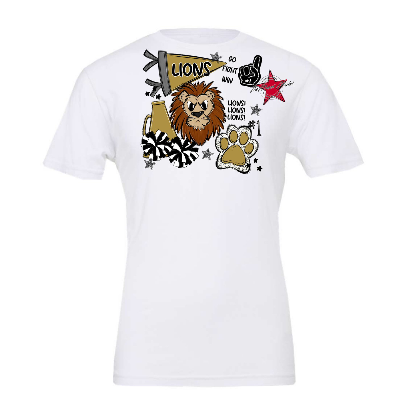 Lions Mixed Mascot Spirit Design-Gold