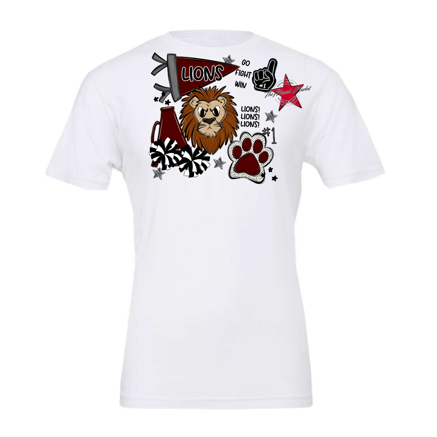 Lions Mixed Mascot Spirit Design-Maroon