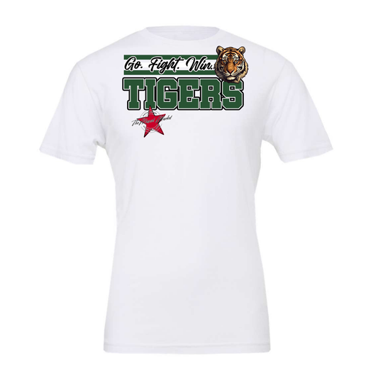 Tigers Go Fight Win Mascot Lines-Green